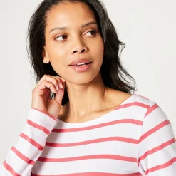 T-shirt in biokatoen met lange mouwen en marinestrepen