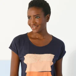 T-shirt in fifties model met arty print, jerseytricot