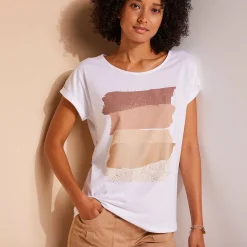 T-shirt in fifties model met arty print, jerseytricot