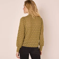 T-shirt in kant, bloezende mouwen