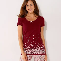 T-shirt met bloemenprint - korte mouwen