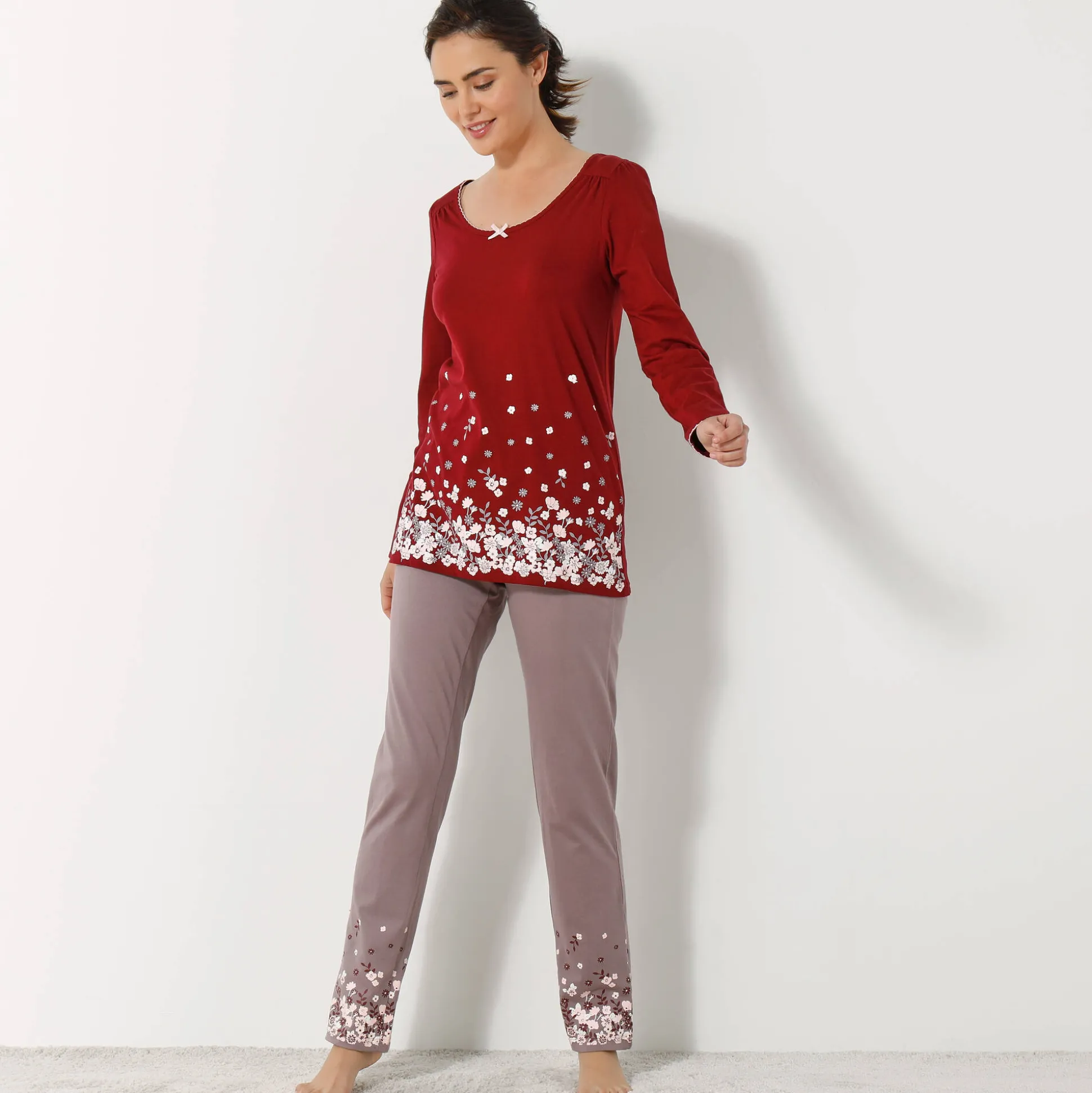 T-shirt met bloemenprint - lange mouwen
