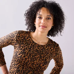 T-shirt met dierenhuidprint, stretch