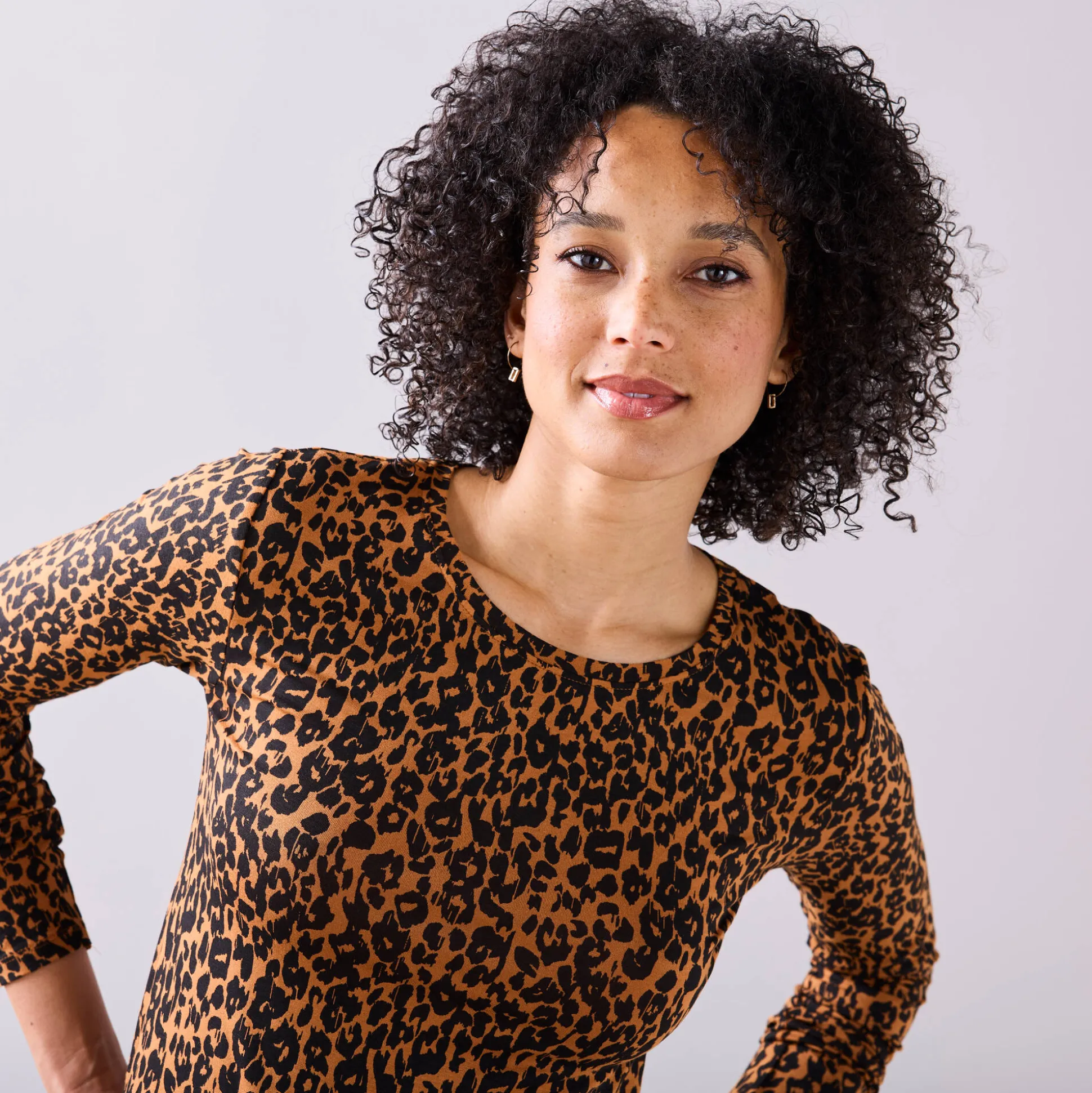 T-shirt met dierenhuidprint, stretch