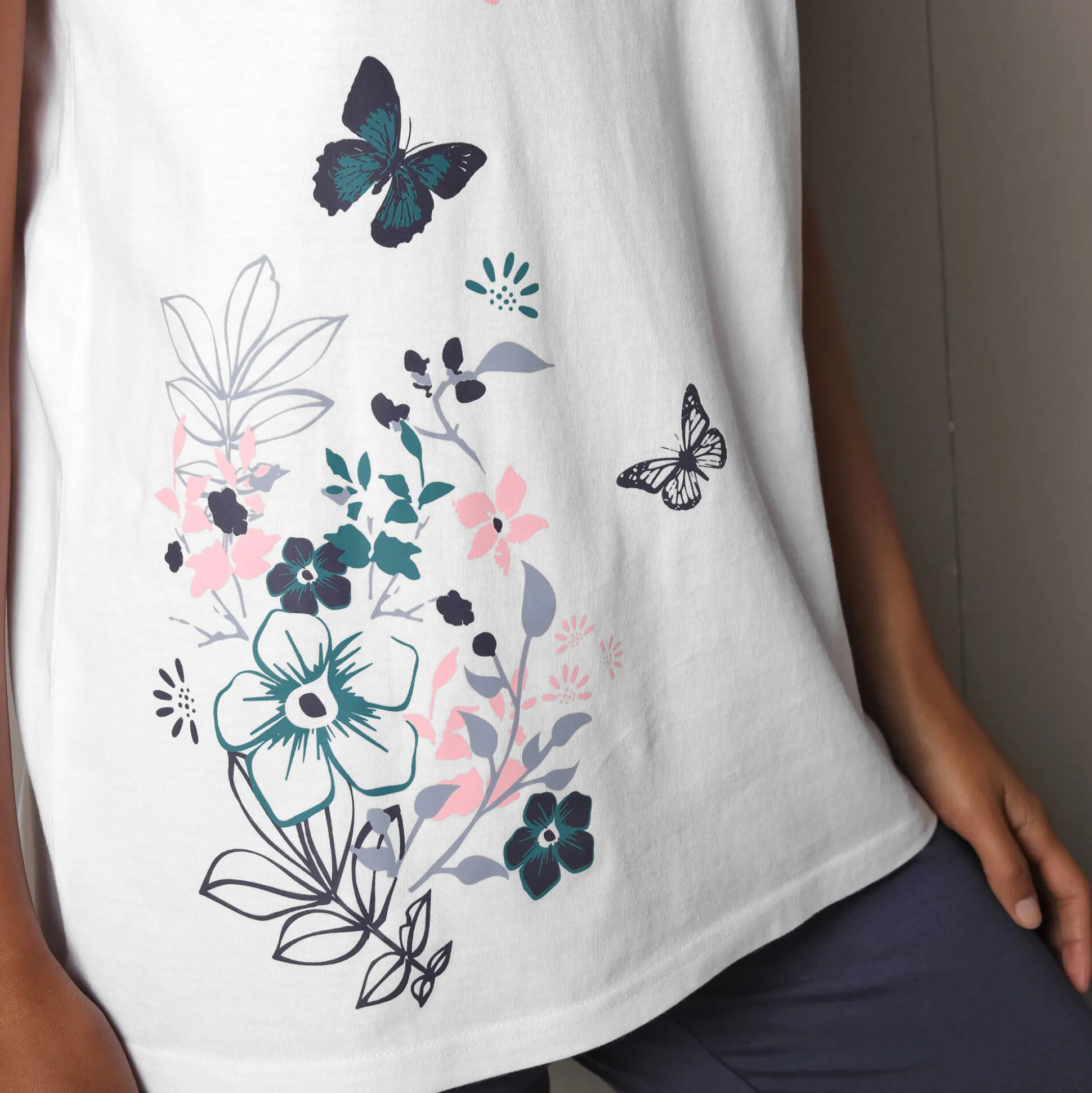 T-shirt met geplaatste landelijke print - korte mouwen