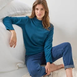 T-shirt met 'koker' kraag, in microfleece - intense warmte