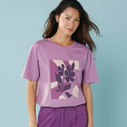T-shirt met korte mouwen en geplaatste print, kleine lengtes