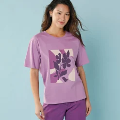 T-shirt met korte mouwen en geplaatste print, kleine lengtes
