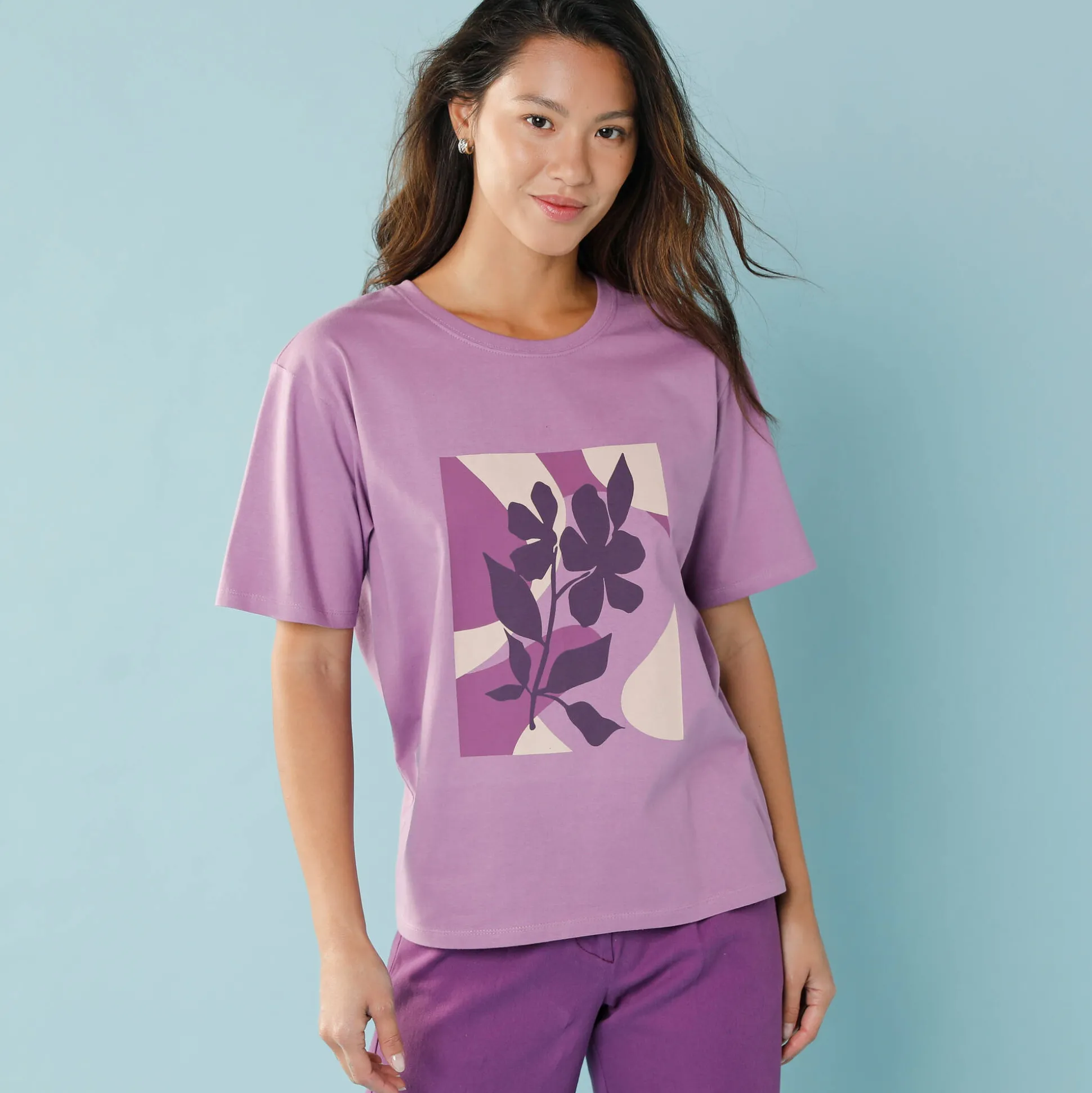 T-shirt met korte mouwen en geplaatste print, kleine lengtes