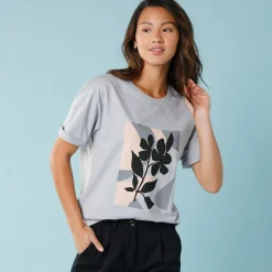 T-shirt met korte mouwen en geplaatste print, kleine lengtes