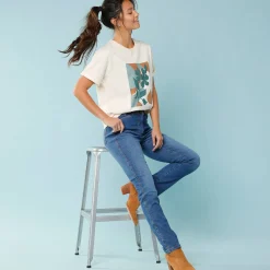 T-shirt met korte mouwen en geplaatste print, kleine lengtes