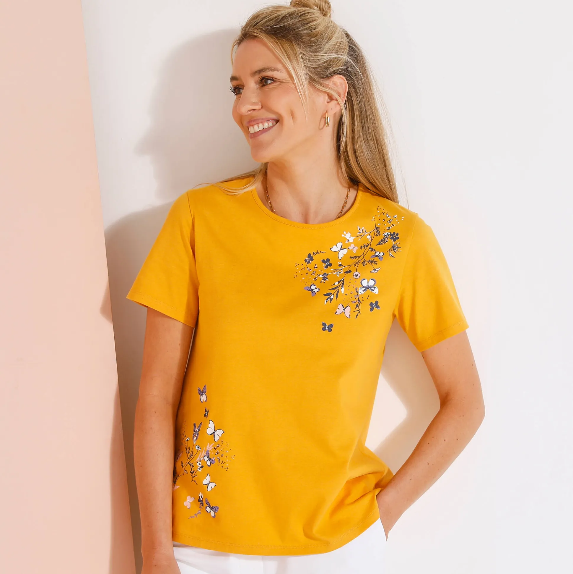 T-shirt met korte mouwen en vlinderprint