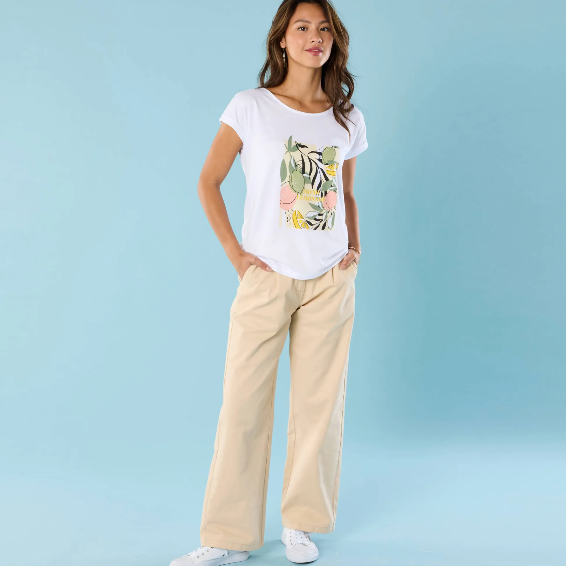 T-shirt met korte mouwen en geplaatste print, Kleine Lengtes