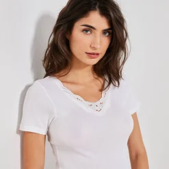 T-shirt met korte mouwen en kant