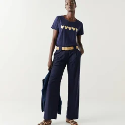 T-shirt met korte mouwen, goudkleurige hartjesprint