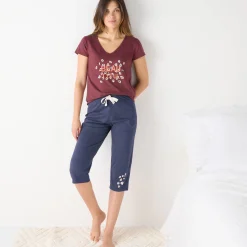 T-shirt met korte mouwen in effen katoen geplaatste