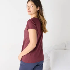 T-shirt met korte mouwen in effen katoen geplaatste