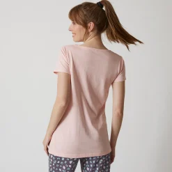 T-shirt met korte mouwen in effen katoen geplaatste