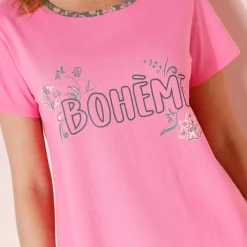 T-shirt met korte mouwen in effen katoen met geplaatste