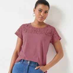 T-shirt met korte mouwen in kant