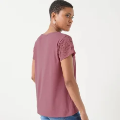 T-shirt met korte mouwen in kant