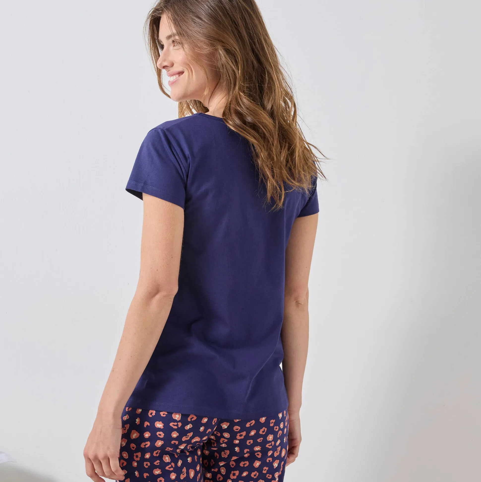 T-shirt met korte mouwen in effen katoen geplaatste "Beautiful" print