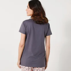 T-shirt met korte mouwen in effen katoen geplaatste
