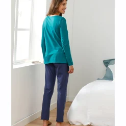 T-shirt met landelijke print aan de hals - lange mouwen