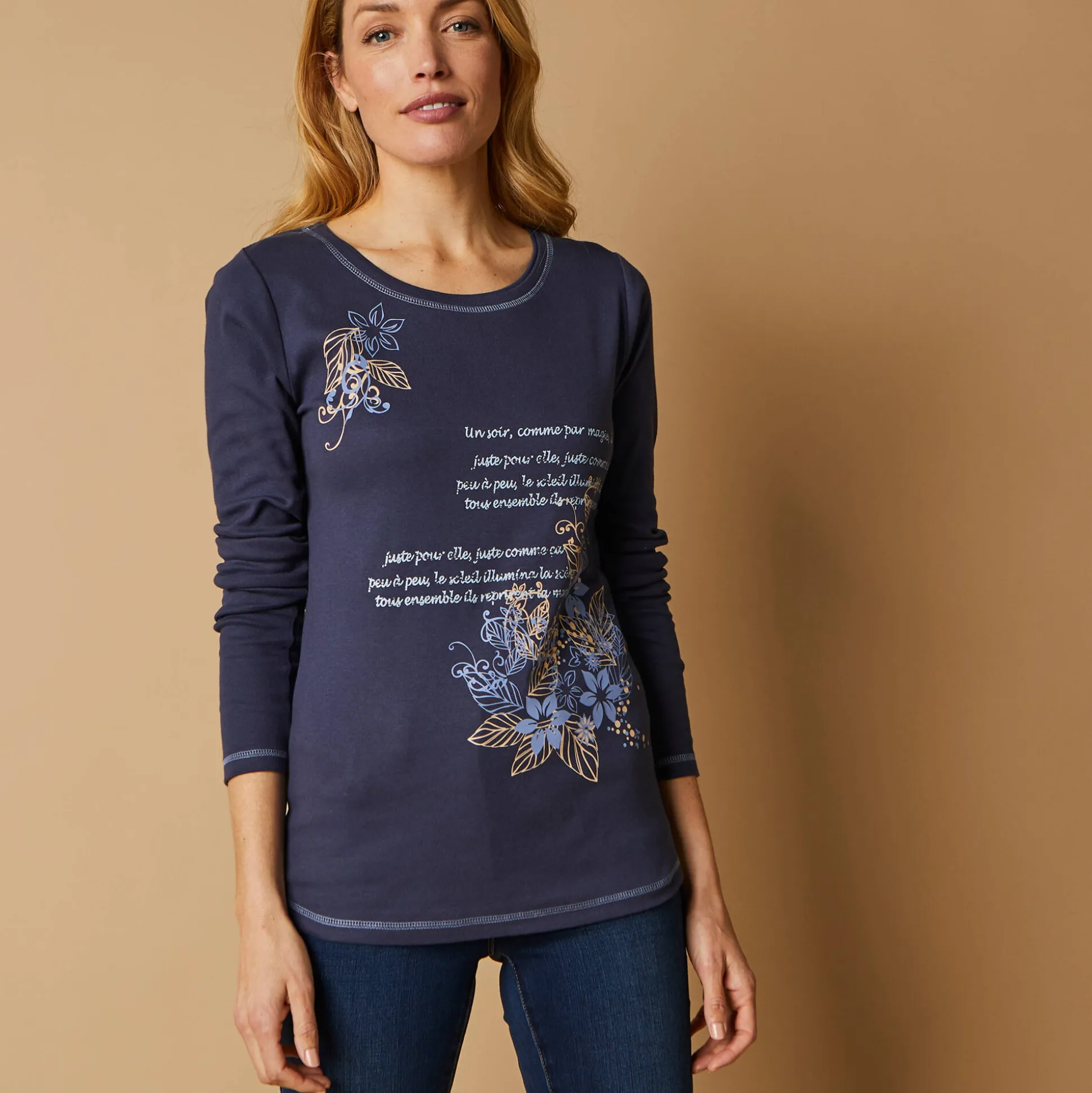 T-shirt met lange mouwen en bloemenprint