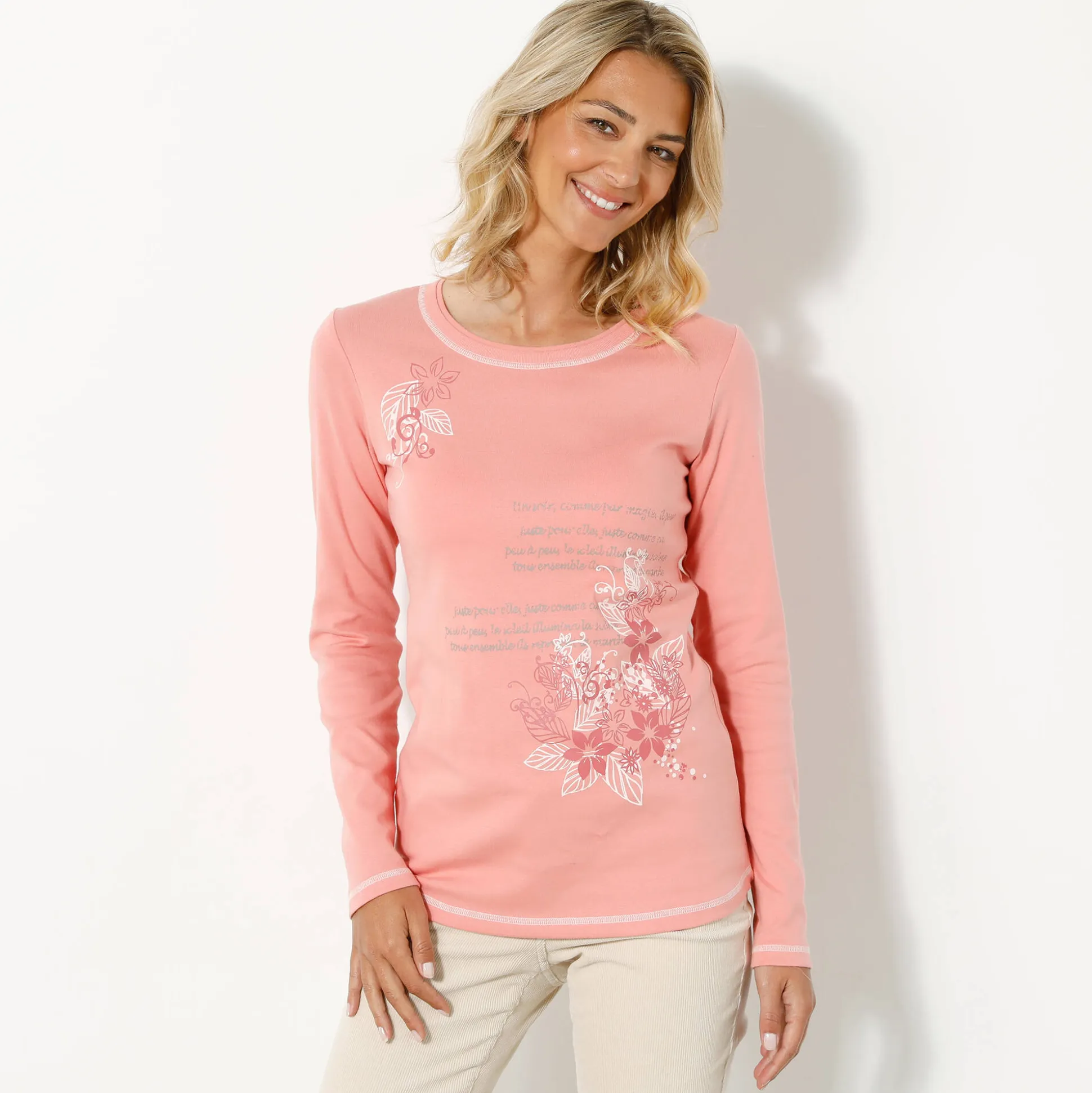 T-shirt met lange mouwen en bloemenprint