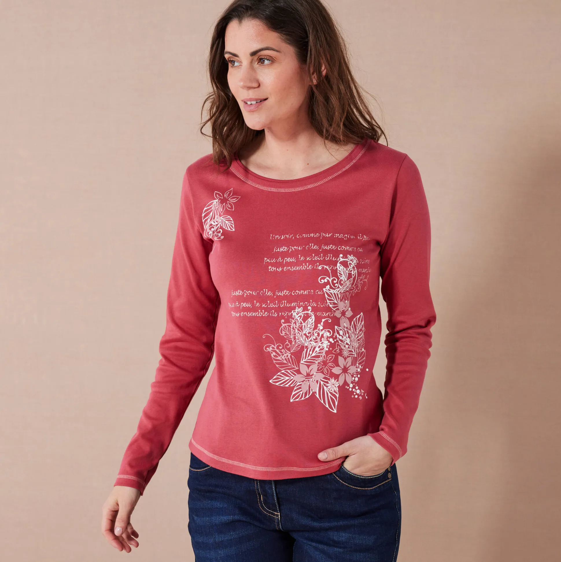 T-shirt met lange mouwen en bloemenprint