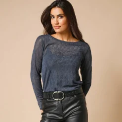 T-shirt met lange mouwen, fantasie nettricot