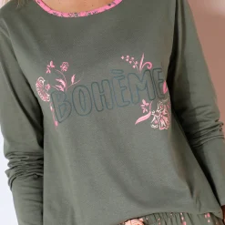 T-shirt met lange mouwen in effen katoen met geplaatste