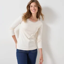 T-shirt met lange mouwen, kanten biesje en brassière - zachte warmte