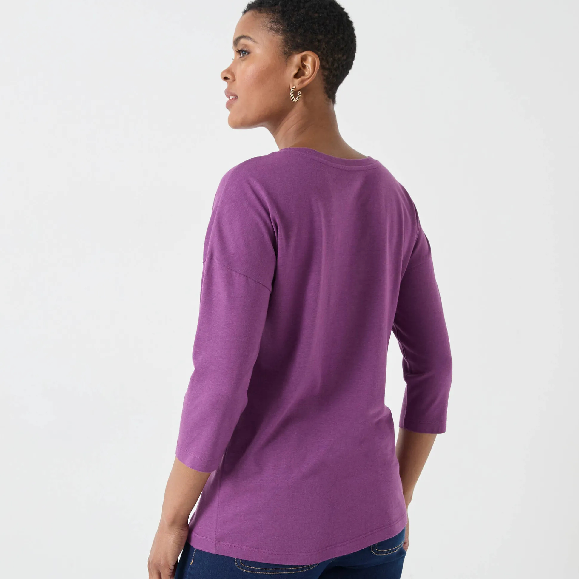 T-shirt met loose volume en 3/4-mouwen
