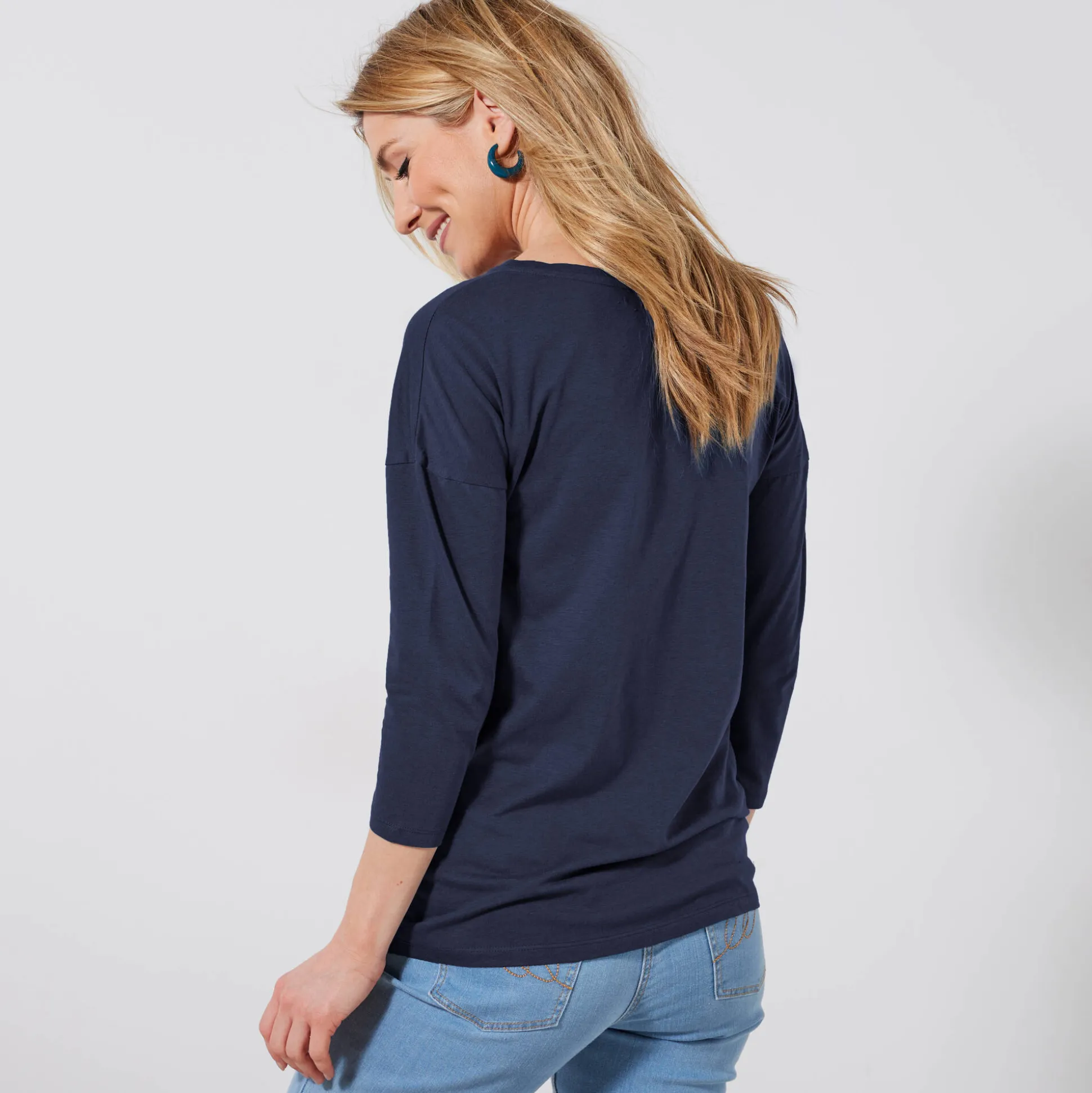 T-shirt met loose volume en 3/4-mouwen