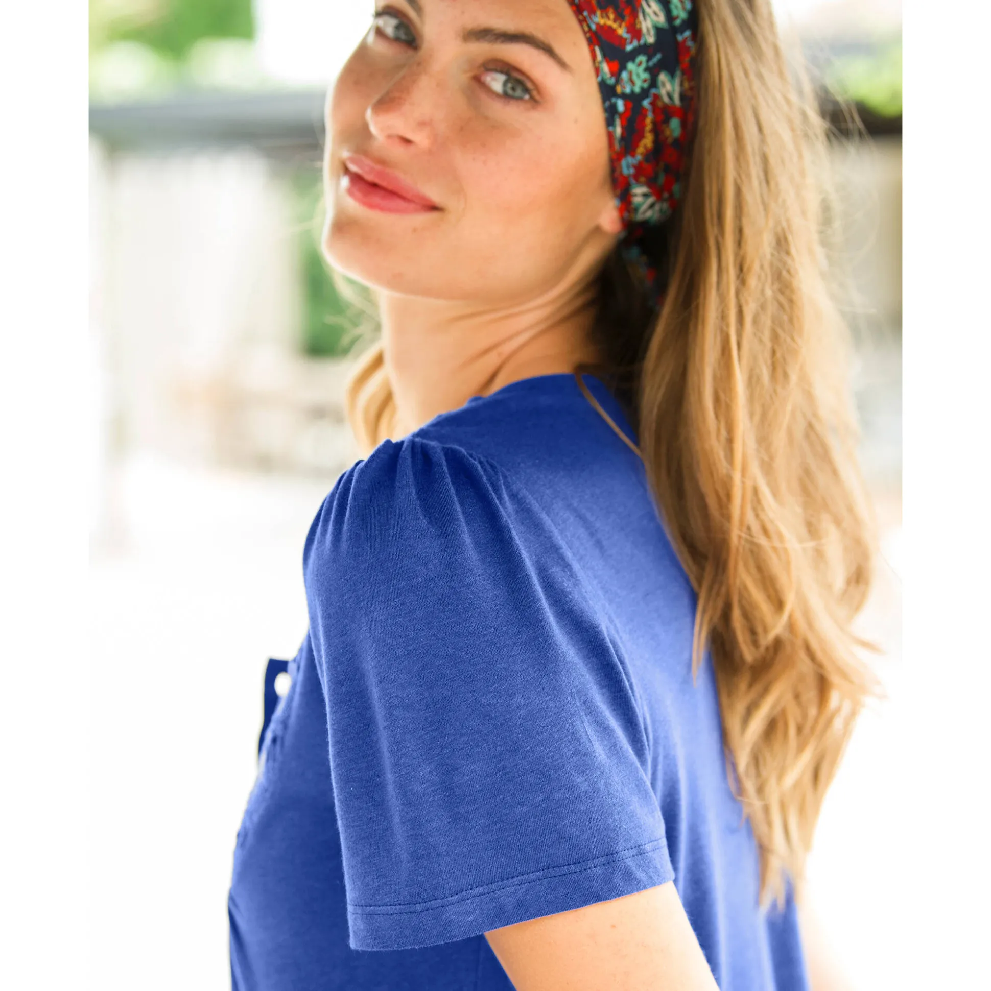 T-shirt met macramé en korte mouwen