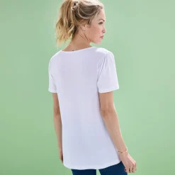 T-shirt met macramé en korte mouwen