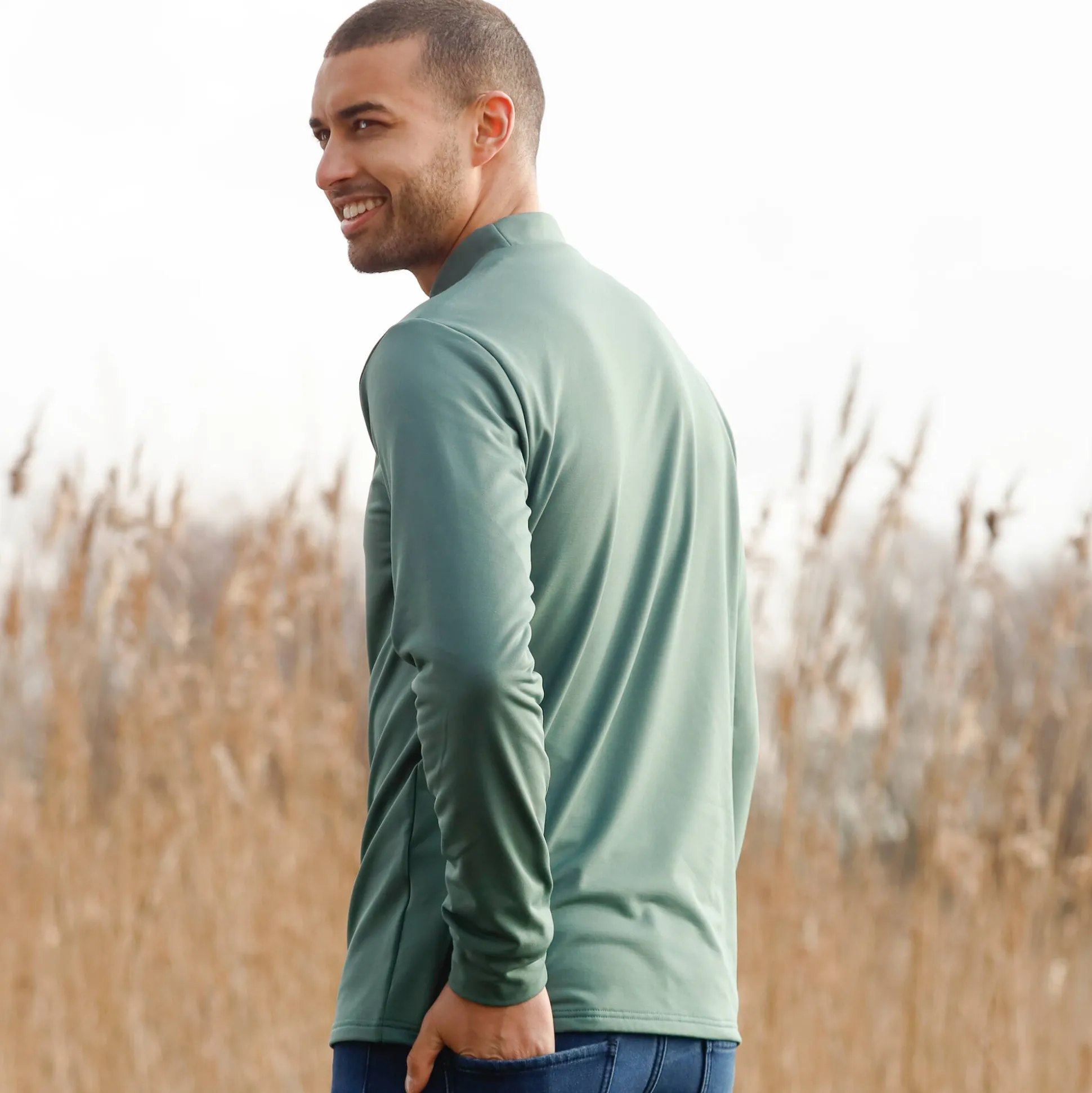 T-shirt met opstaand kraagje, fleece binnenkant