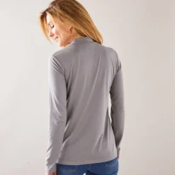 T-shirt met opstaande hals en lange mouwen