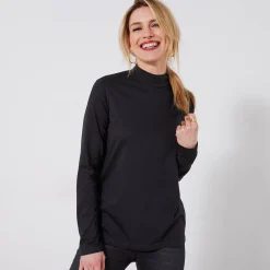 T-shirt met opstaande hals en lange mouwen