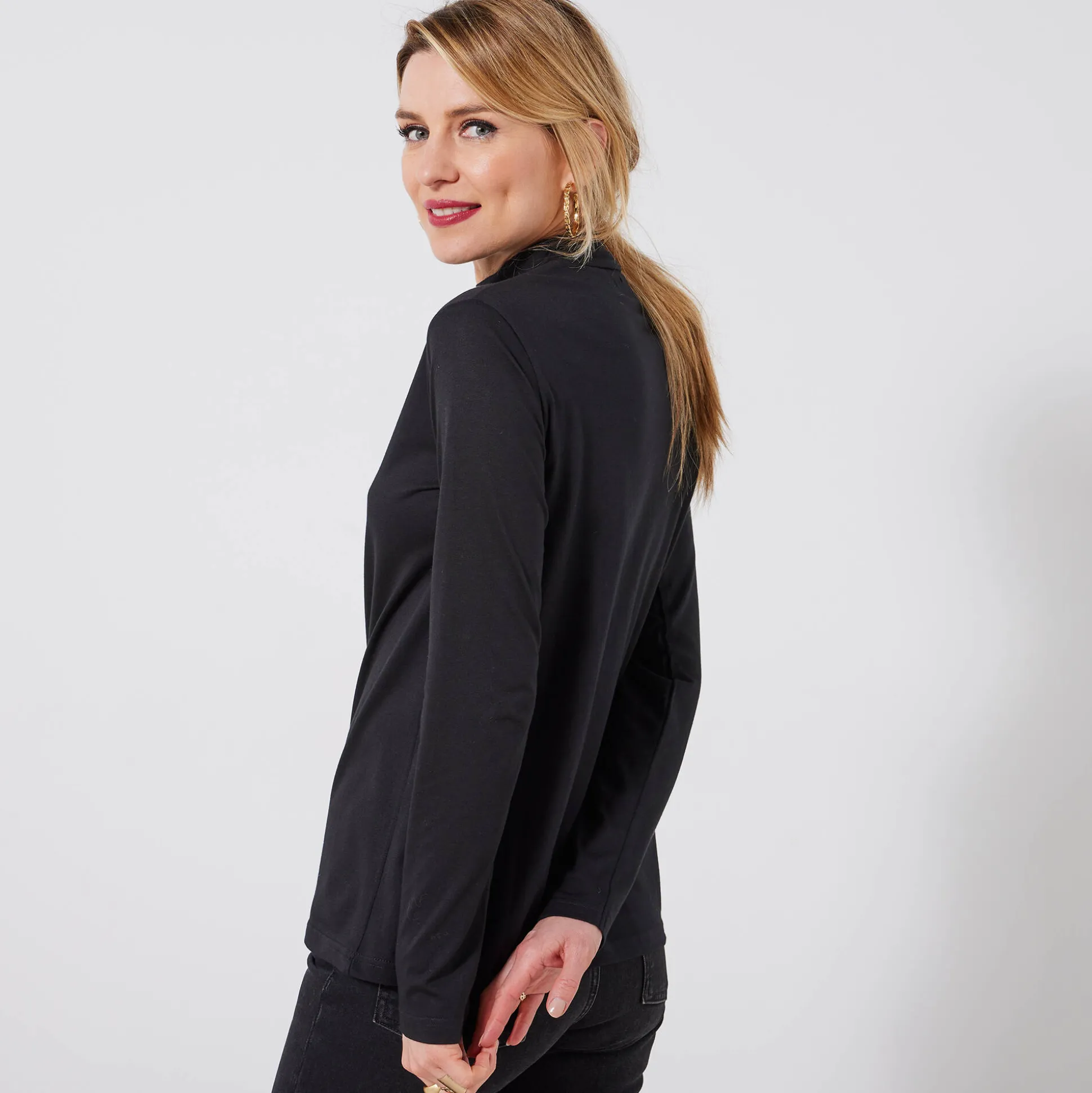 T-shirt met opstaande hals en lange mouwen