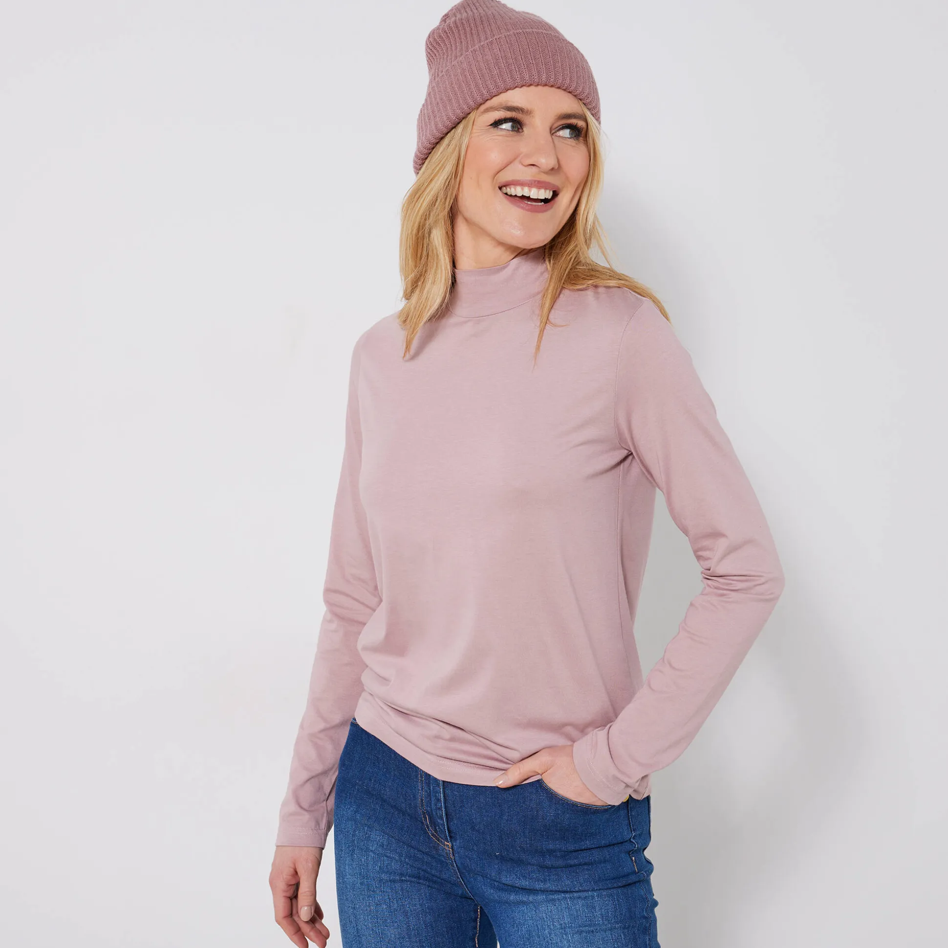 T-shirt met opstaande hals en lange mouwen