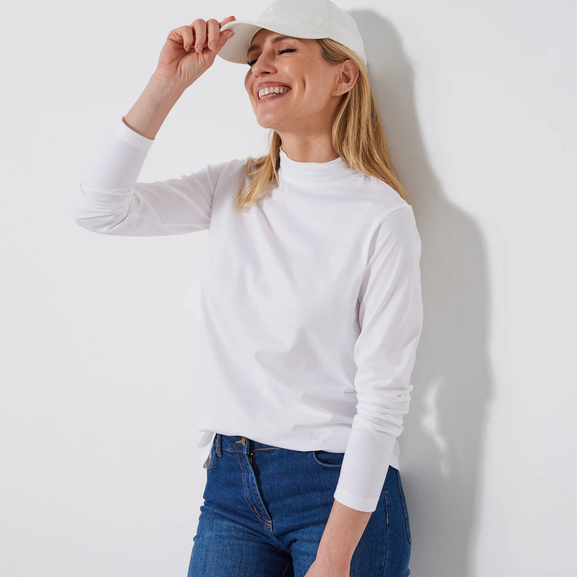 T-shirt met opstaande hals en lange mouwen