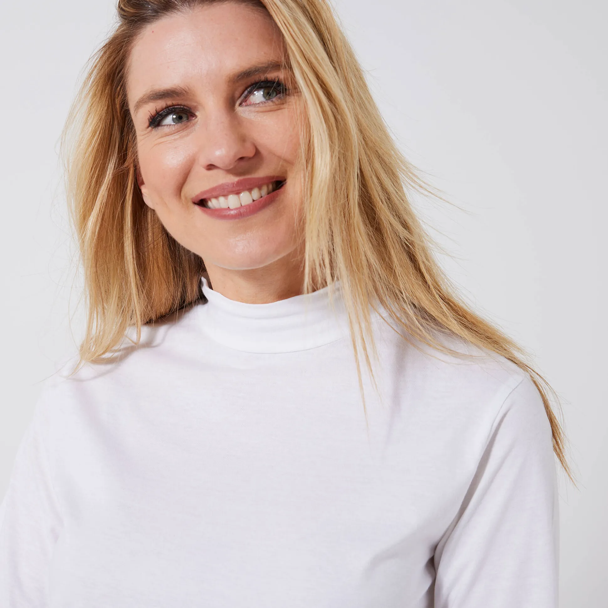 T-shirt met opstaande hals en lange mouwen