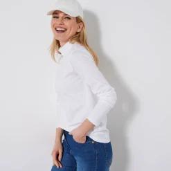 T-shirt met opstaande hals en lange mouwen