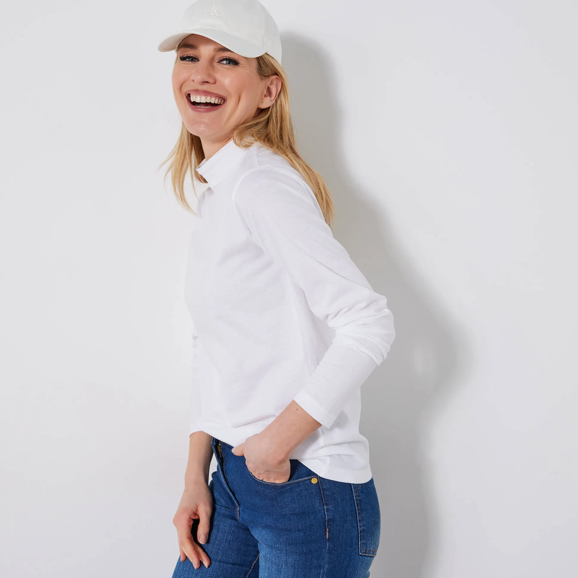 T-shirt met opstaande hals en lange mouwen