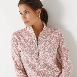 T-shirt met opstaande ritskraag en zebraprint