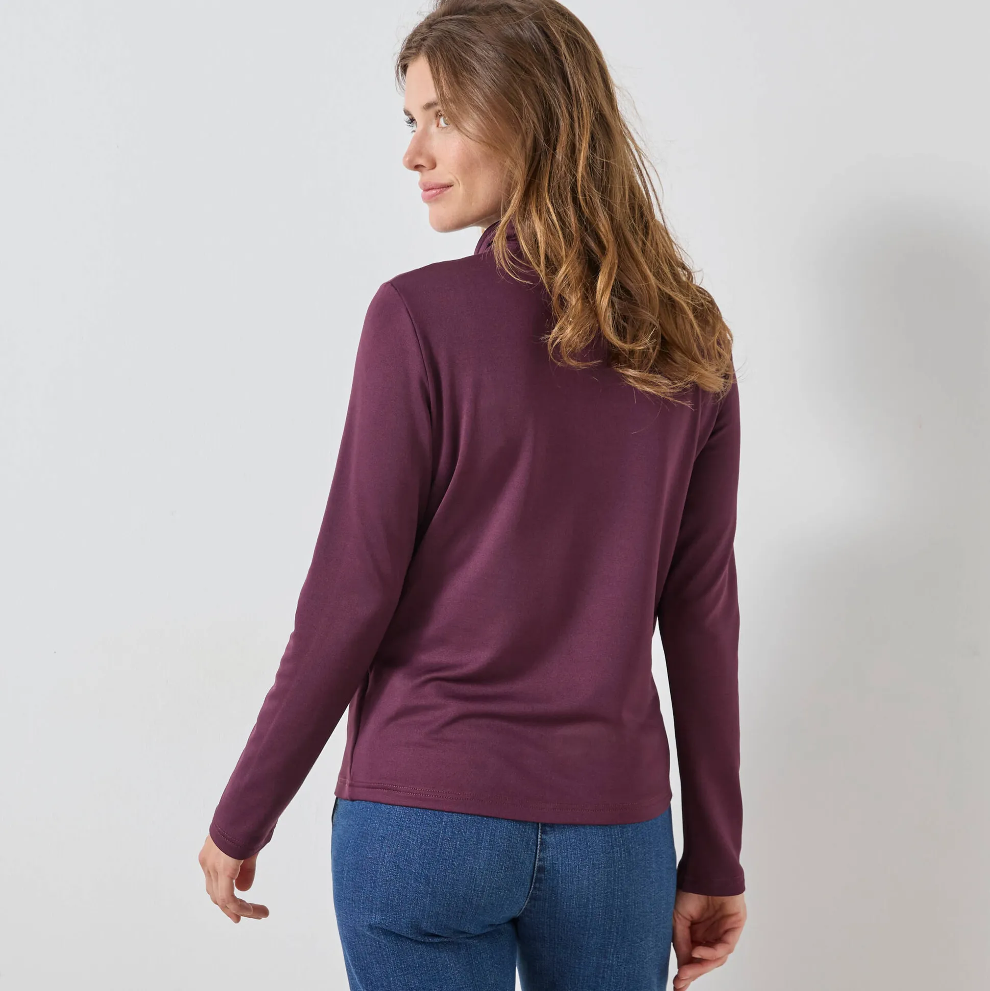 T-shirt met opstaande ritskraag en lange mouwen, intense warmte