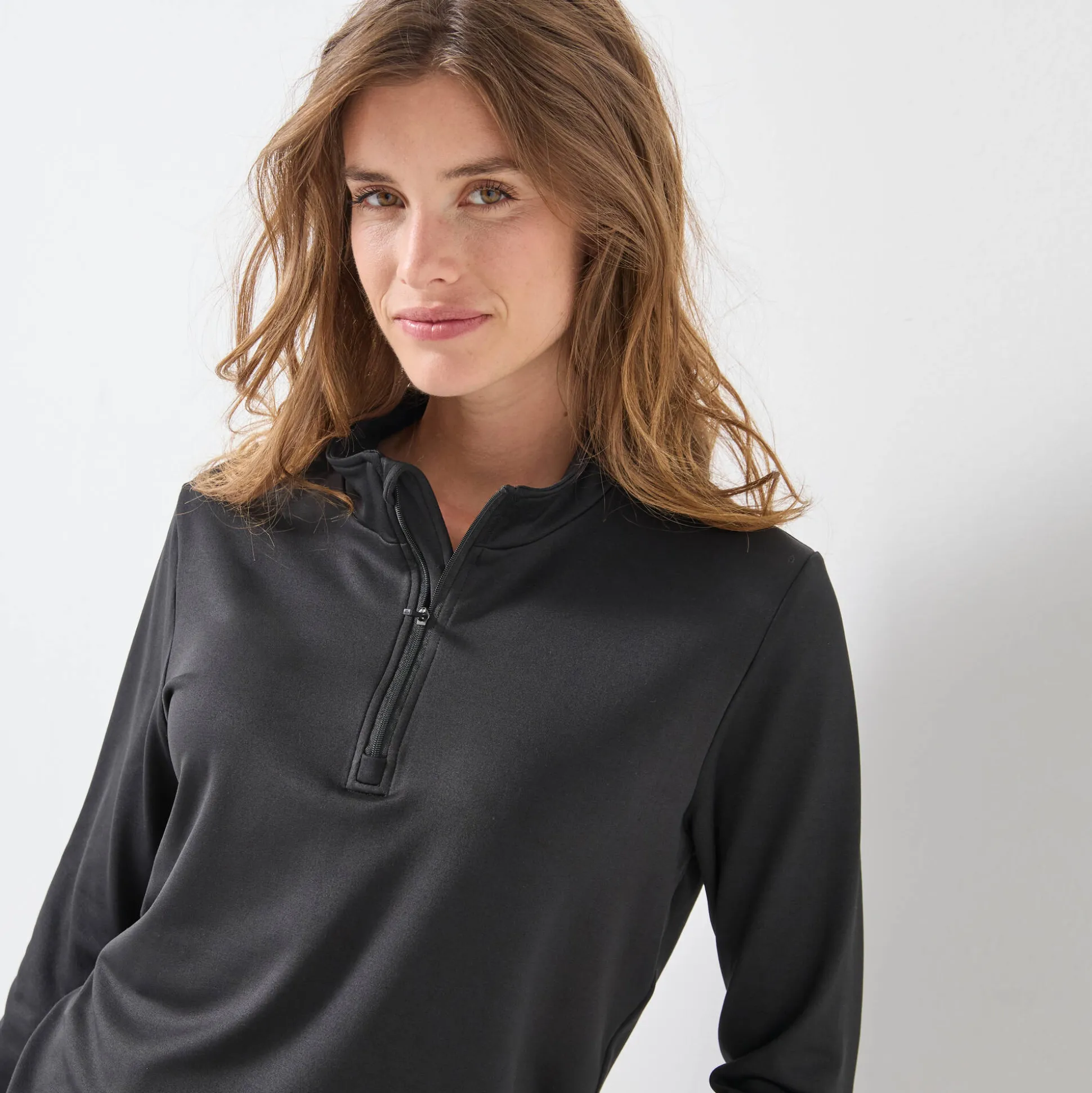 T-shirt met opstaande ritskraag en lange mouwen, intense warmte